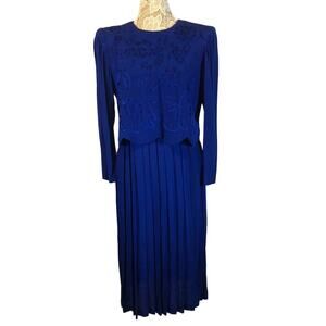 Karin Stevens VINTAGE 90's Blue Embroidered dress, looks like 2 piece size 10p